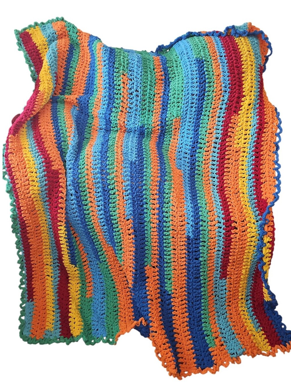 Handmade Multicolor Striped Crochet Blanket